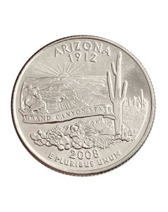 Монета 25 центов квотер 1 4 доллара Штаты и территории Аризона США 2008 UNC Mon loisir