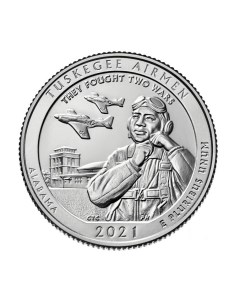 Монета 25 центов Национальное историческое место Пилоты из Таскиги США 2021 UNC Mon loisir