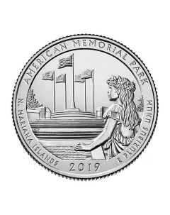 Монета 25 центов Американский мемориальный парк США 2019 UNC Mon loisir