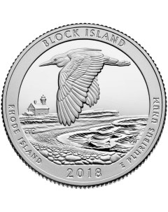 Монета 25 центов квотер 1 4 доллара Национальные парки остров Блок США 2018 UNC Mon loisir