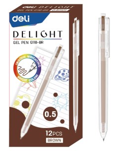 Ручка гелевая ght EG118 BR коричневая 0 5 мм 12 шт Deli