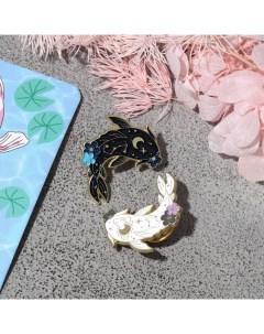 Набор значков 2шт Япония карпы разноцветный в золоте Queen fair