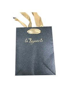 Пакет подарочный бумажный черный с золотистыми ручками La bijoterie
