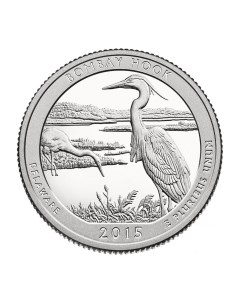Монета 25 центов квотер 1 4 доллара Национальные парки Бомбей Хук США 2015 UNC Mon loisir