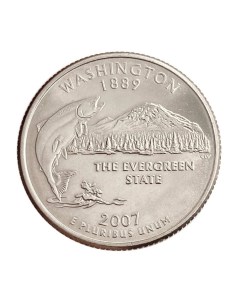 Монета 25 центов квотер 1 4 доллара Штаты и территории Вашингтон США 2007 UNC Mon loisir