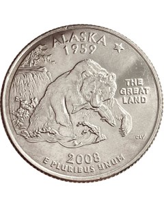 Монета 25 центов квотер 1 4 доллара Штаты и территории Аляска США 2008 UNC Mon loisir