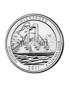 Монета 25 центов квотер 1 4 доллара Национальные парки Виксбург США 2011 UNC Mon loisir