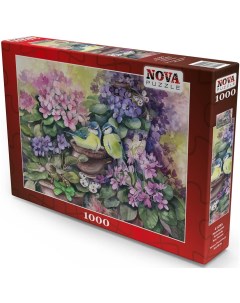 Пазл 1000 дет Птичье гнездо среди фиалок Nova puzzle