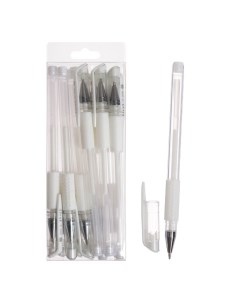 Ручка гелевая 0 5 мм белая прозрачный корпус с резиновым держателем 12 шт Nobrand