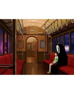 Картина по номерам на холсте Унесенные призраками Безликий и Тихиро в поезде 4 Nobrand