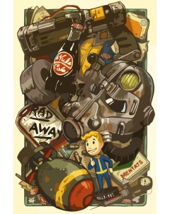 Картина по номерам на холсте Fallout довоенный постер апокалипсис инвентарь 2464 Nobrand