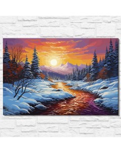 Картина по номерам на холсте Красочный зимний пейзаж 13174 Г 60x40 Nobrand