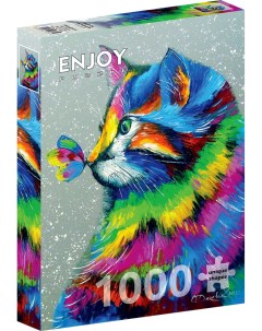 Пазл Enjoy 1000 дет Яркий кот и бабочка Enjoy puzzle