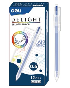 Ручка гелевая ght EG118 DB темно синяя 0 5 мм 12 шт Deli