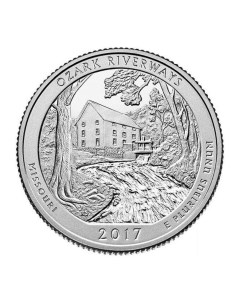 Монета 25 центов водные пути Озарк США 2017 UNC Mon loisir