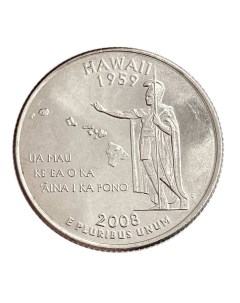 Монета 25 центов квотер 1 4 доллара Штаты и территории Гавайи США 2008 UNC Mon loisir