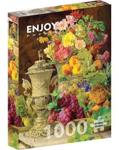 Пазл Enjoy 1000 дет Вальдмюллер Натюрморт с фруктами цветами и серебряной чашей Enjoy puzzle