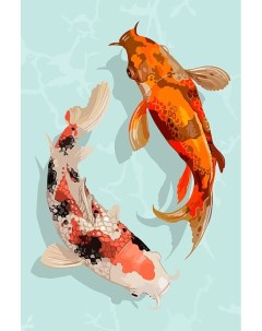 Картина по номерам на холсте Японские картины Рыбы в пруду 6621 В 60x40 Nobrand