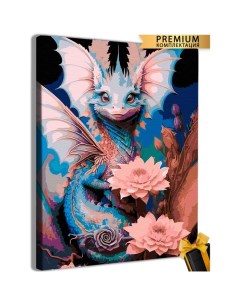 Картина по номерам Дракон с цветами 10153135 40 x 50 см Арт-студия unicorn