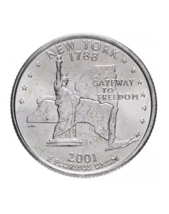 Монета 25 центов квотер 1 4 доллара Штаты и территории Нью Йорк США 2001 UNC Mon loisir
