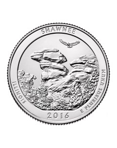 Монета 25 центов квотер 1 4 доллара Национальные парки лес Шони США 2016 UNC Mon loisir