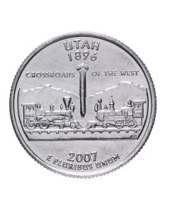 Монета 25 центов квотер 1 4 доллара Штаты и территории Юта США 2007 UNC Mon loisir