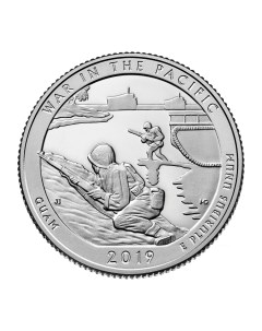 Монета 25 центов Гуам война на Тихом океане США 2019 UNC Mon loisir