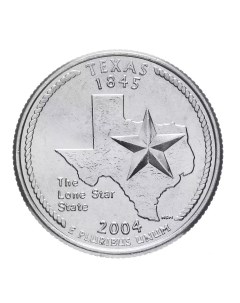 Монета 25 центов квотер 1 4 доллара Штаты и территории Техас США 2004 UNC Mon loisir