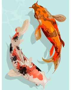 Картина по номерам на холсте Японские картины Рыбы в пруду 6621 В 30x40 Nobrand