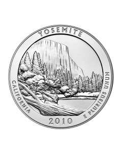 Монета 25 центов квотер 1 4 доллара Национальные парки Йосемити США 2010 UNC Mon loisir