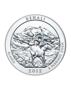 Монета 25 центов квотер 1 4 доллара Национальные парки Денали США 2012 UNC Mon loisir