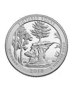 Монета 25 центов озёрные побережья живописных камней США 2018 UNC Mon loisir