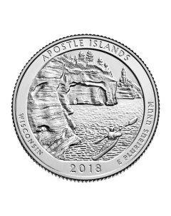 Монета 25 центов озёрные побережья островов Апостол США 2018 UNC Mon loisir