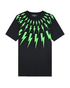 Черная футболка с принтом зеленые молнии Neil barrett