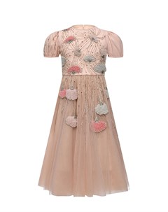 Платье с цветочной вышивкой рукава фонарики розовое Eirene