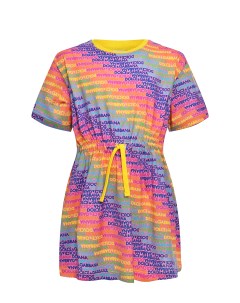 Платье со сплошным разноцветным лого Dolce&gabbana