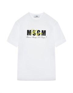 Футболка с черным лого белая Msgm