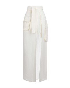 Белая льняная юбка с накладными карманами Forte dei marmi couture