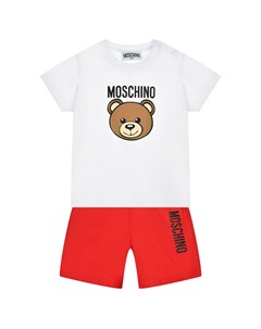 Комплект красные шорты и белая футболка Moschino