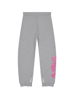 Серые спортивные брюки с розовым лого Mm6 maison margiela