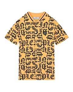 Желтая рубашка со сплошным черным лого Philipp plein