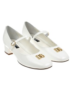 Туфли c золотым логотипом белые Dolce&gabbana