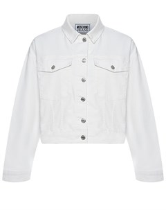 Укороченная джинсовая куртка белая Mo5ch1no jeans