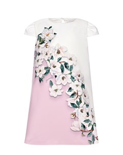 Бело розовое платье с цветочным принтом Monnalisa