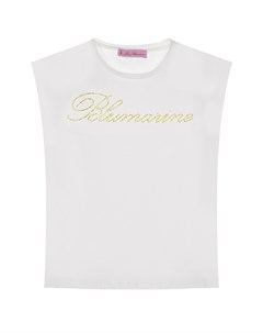 Белая футболка с лого из стразов Miss blumarine