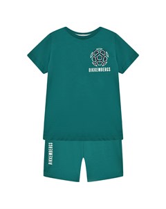 Комплект с принтом мяча и логотипом футболка бермуды зеленый Bikkembergs