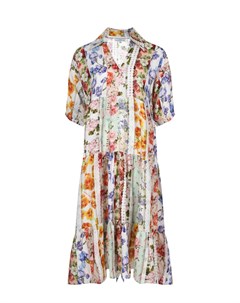 Платье льняное миди со сплошным цветочным принтом Positano couture