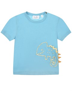 Голубая футболка с принтом хамелеон Sanetta kidswear
