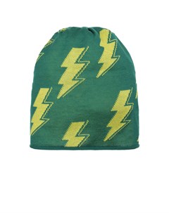 Зеленая шапка с принтом молнии Catya