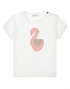 Белая футболка с принтом лебедь Sanetta kidswear